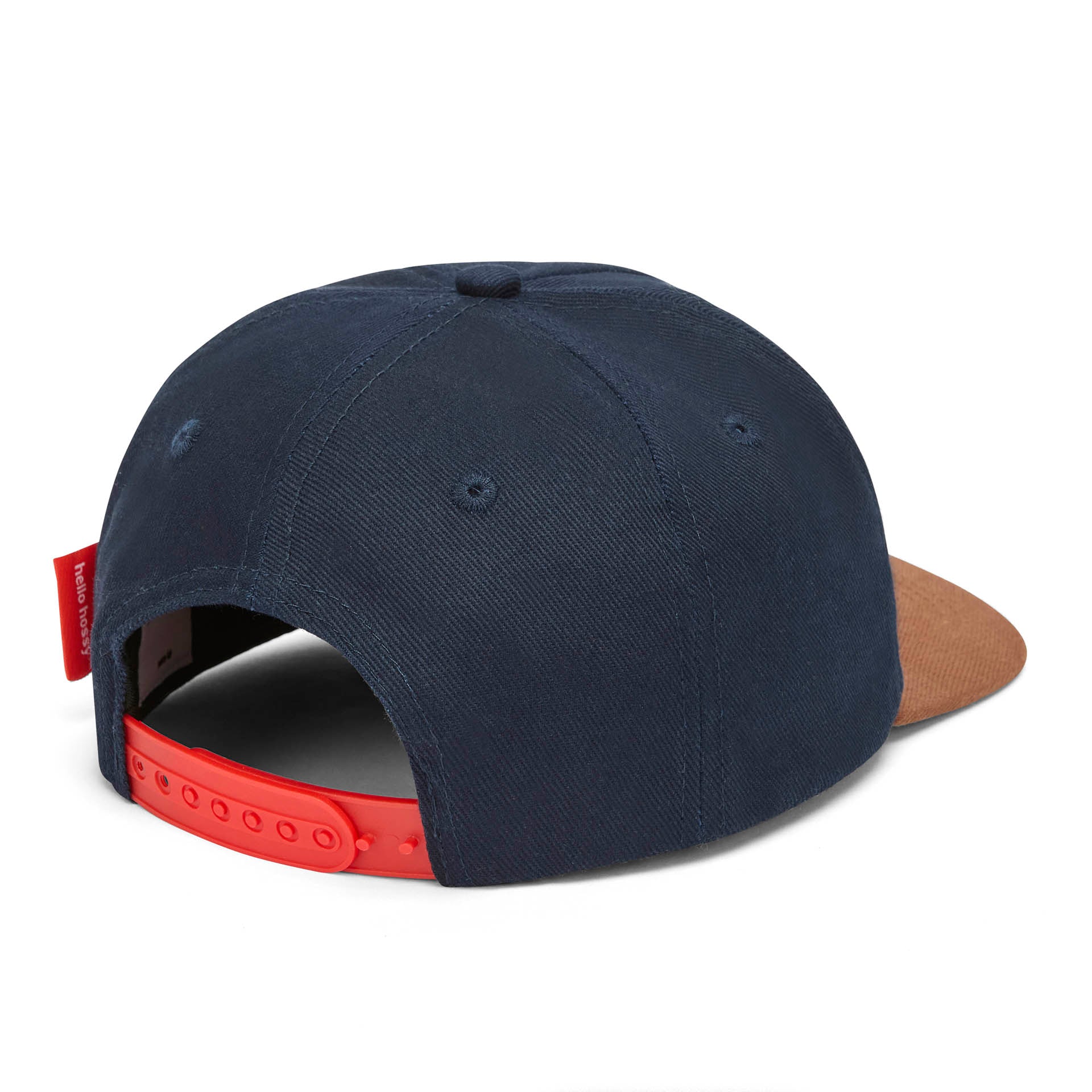Boné infantil azul e castanho com pala curva ajustável Hello Hossy