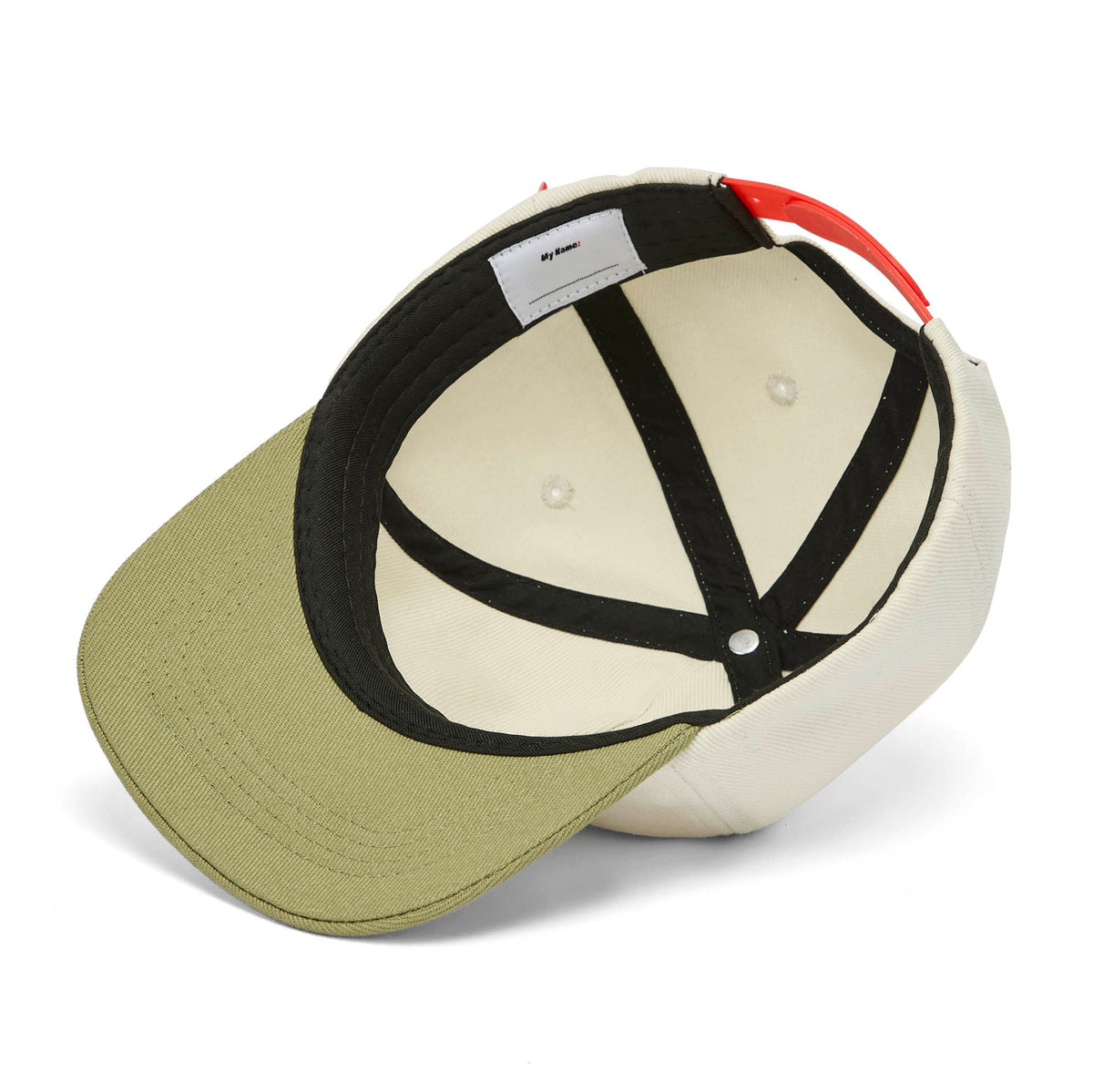Boné infantil branco com pala verde ajustável Hello Hossy