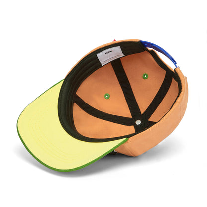 Boné infantil castanho com pala curva amarela Hello Hossy