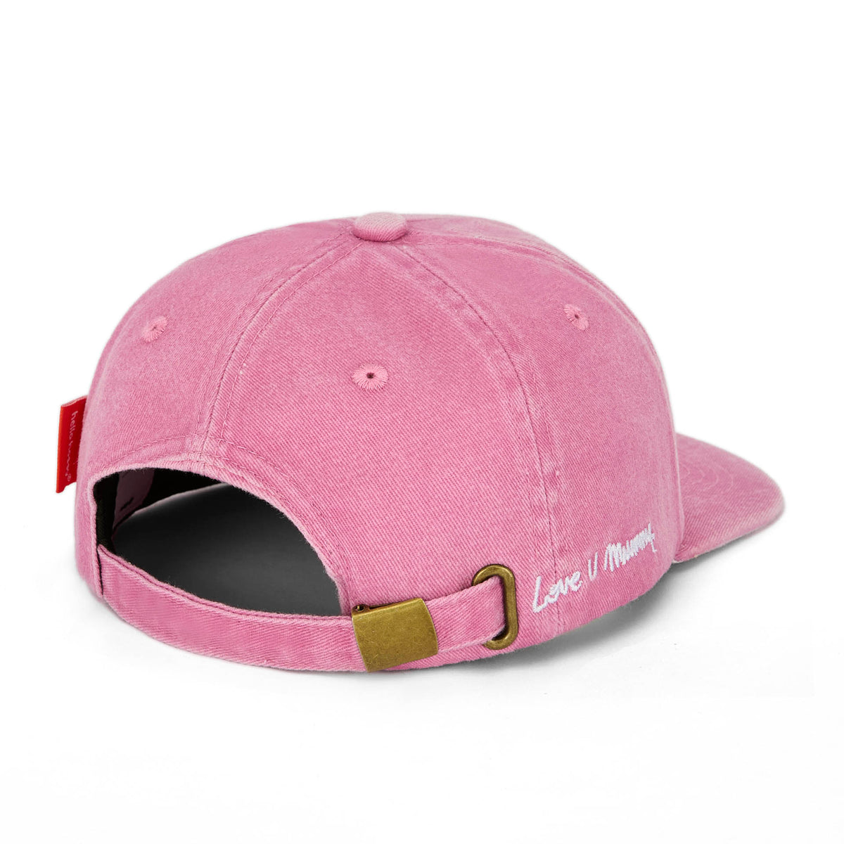Boné infantil rosa com pala curva e bordado mãe Hello Hossy