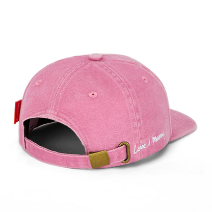 Boné infantil rosa com pala curva e bordado mãe Hello Hossy