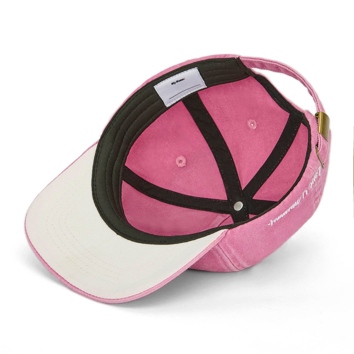 Boné infantil rosa com pala curva e bordado de mãe Hello Hossy