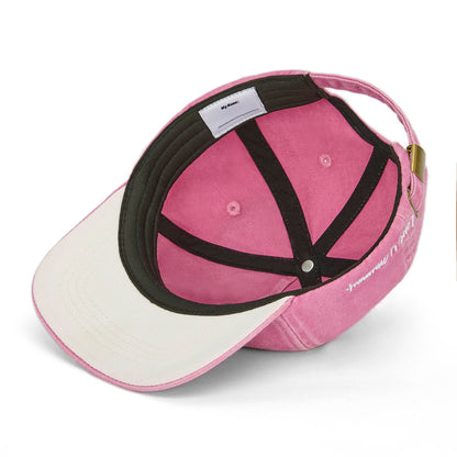 Boné infantil rosa com pala curva e bordado de mãe Hello Hossy