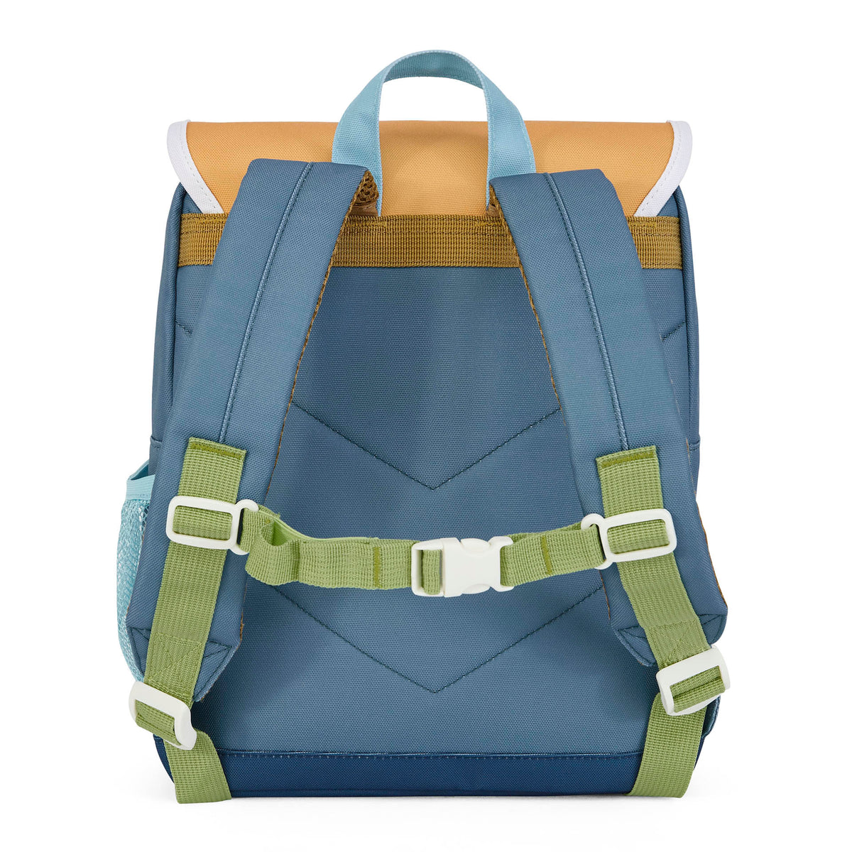 Mochila infantil azul com alças verdes e costas acolchoadas Hello Hossy