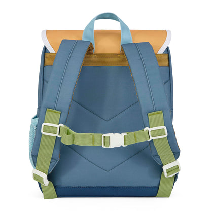 Mochila infantil azul com alças verdes e costas acolchoadas Hello Hossy