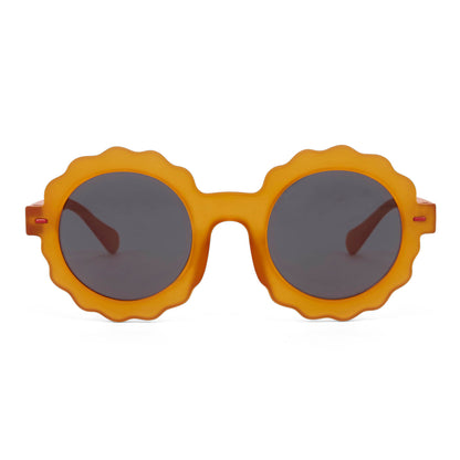 Óculos de sol infantis laranja em formato de flor, lentes escuras, Hello Hossy