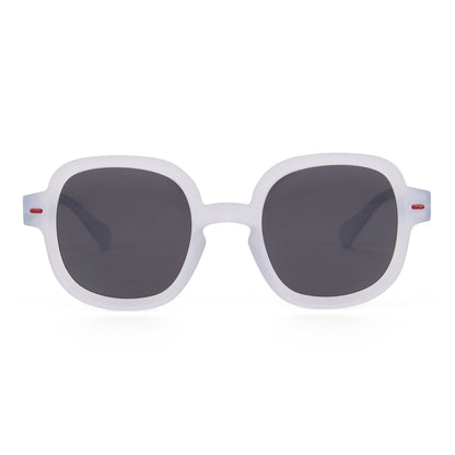 Óculos de sol para criança, formato redondo, armação cinzenta, lentes escuras Hello Hossy