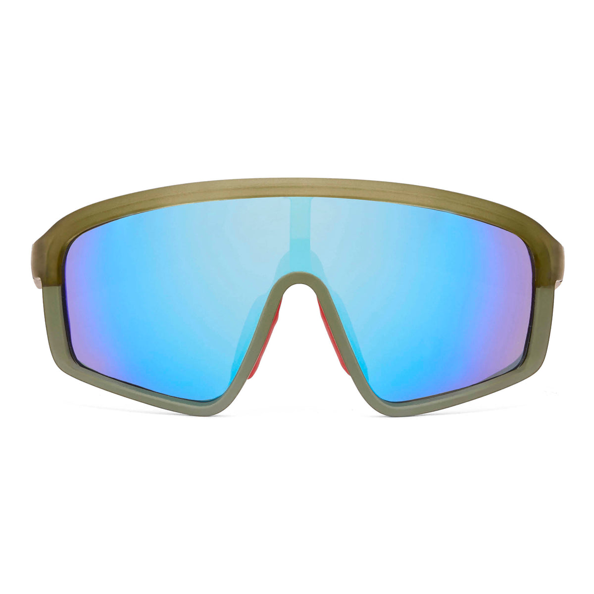 Óculos de sol infantis verdes, estilo desportivo, espelhados azuis, vista frontal Hello Hossy