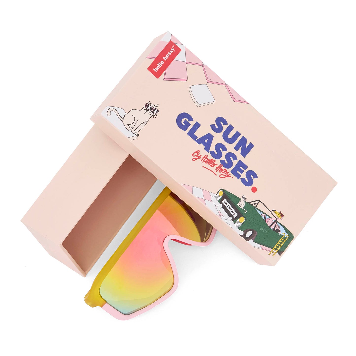 Óculos de sol para criança laranja e rosa, estilo desportivo, com embalagem Hello Hossy