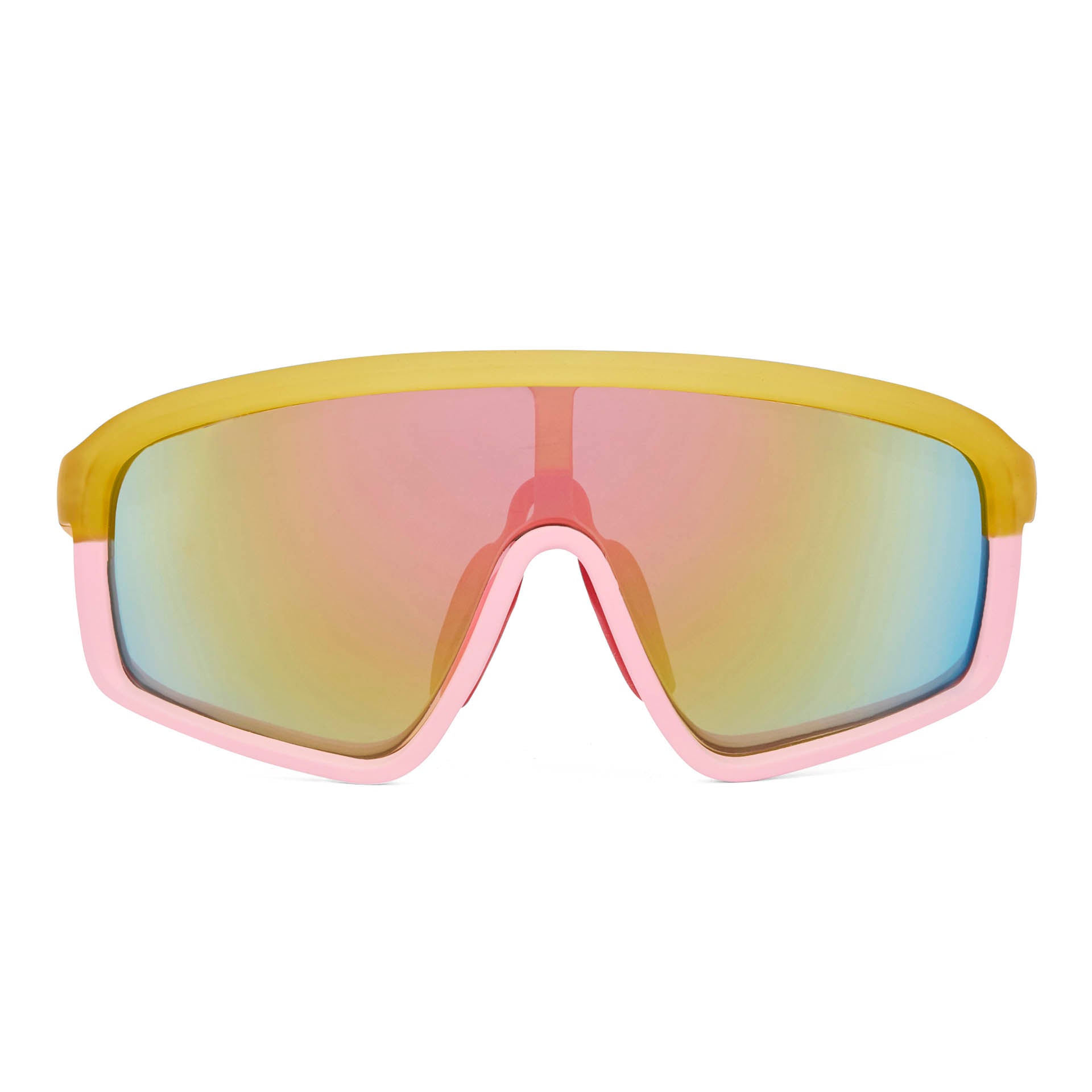 Óculos de sol infantis com armação laranja e rosa, lentes espelhadas Hello Hossy