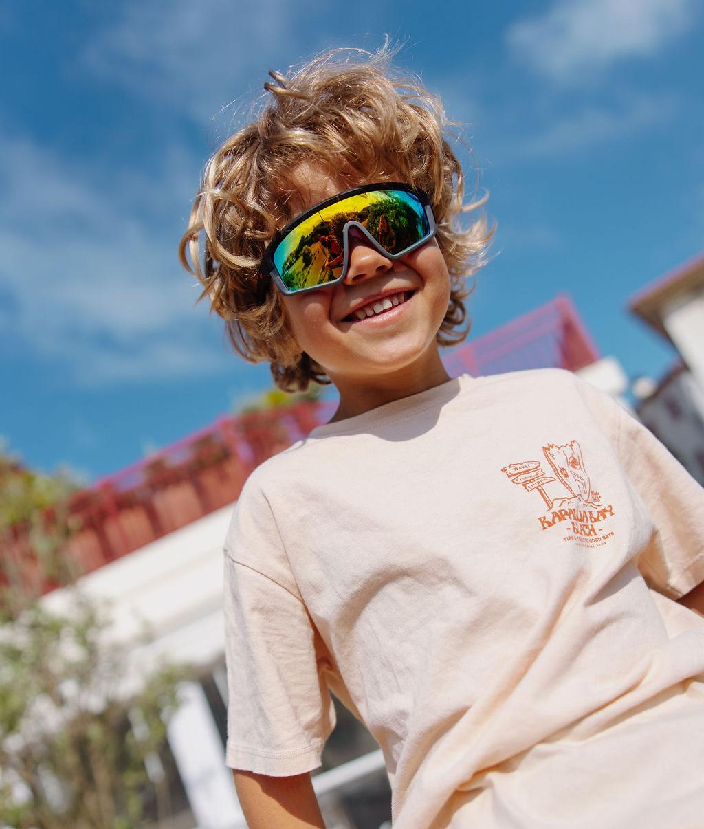 Óculos de sol infantis estilo desportivo com lentes espelhadas Hello Hossy