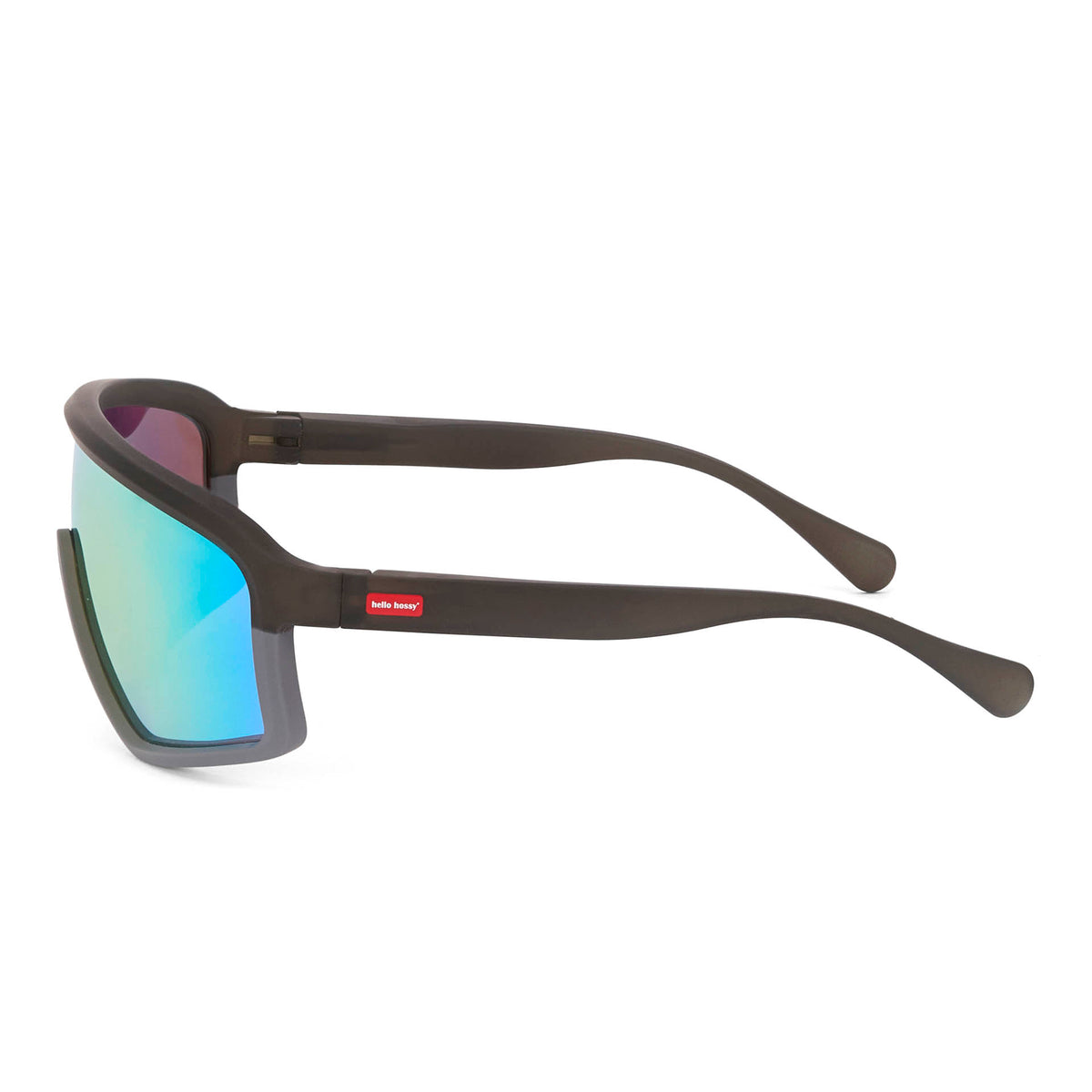 Óculos de sol infantis estilo desportivo, lentes espelhadas azuis e armação mate Hello Hossy
