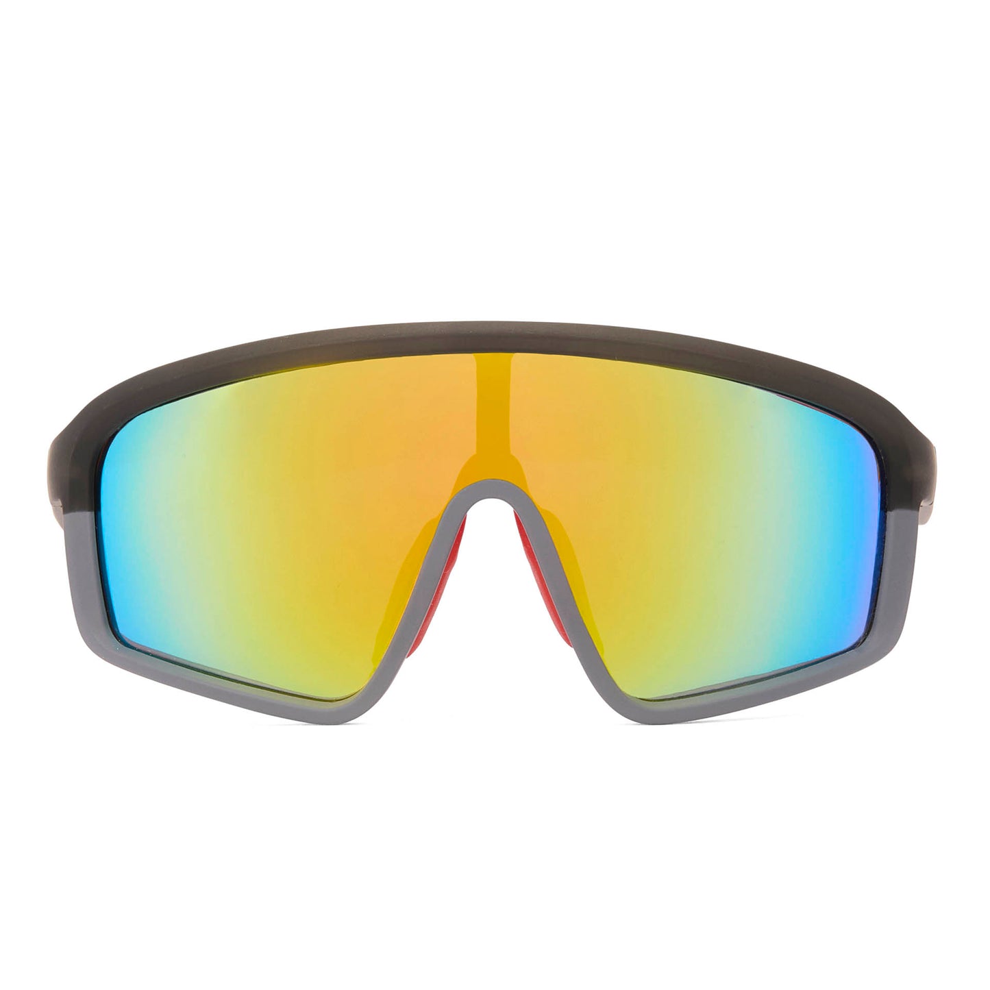 Óculos de sol infantis estilo desportivo, lentes espelhadas degradé azul, amarelo e preto Hello Hossy