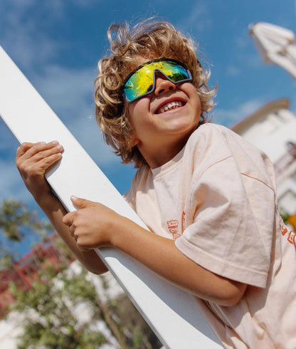 Óculos de sol infantis em estilo desportivo, lentes espelhadas multicoloridas Hello Hossy