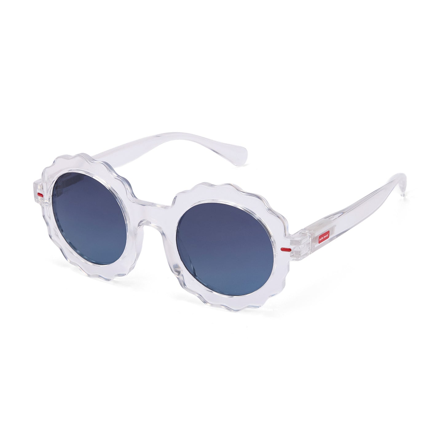 Óculos de sol infantis brancos transparentes em formato de flor Hello Hossy