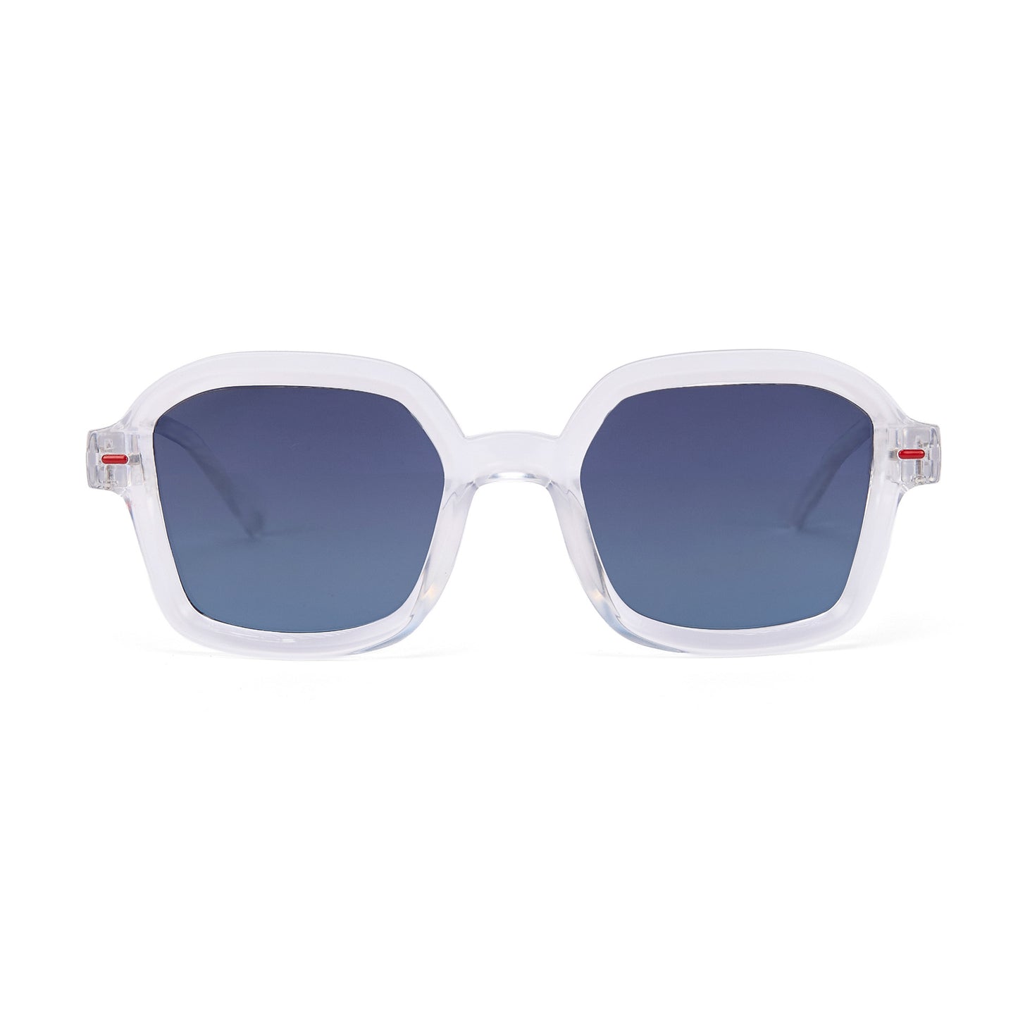 Óculos de sol infantis brancos com formato quadrado e lentes degradadas azuis Hello Hossy