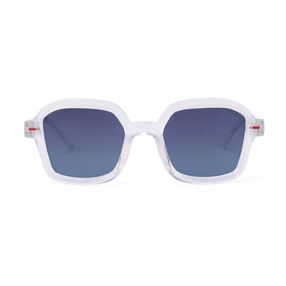 Óculos de sol infantis brancos com formato quadrado e lentes degradadas azuis Hello Hossy