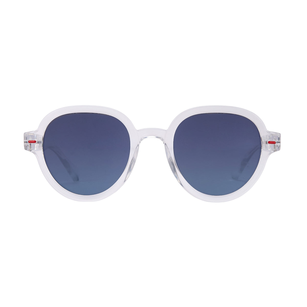 Óculos de sol infantis brancos transparentes, formato redondo, lentes azuladas Hello Hossy