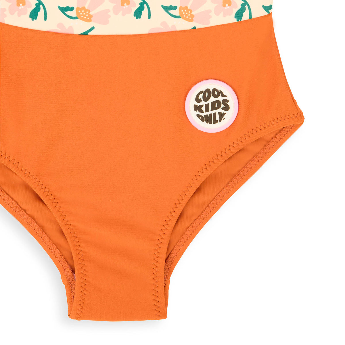 Fato de banho menina laranja com estampado de flores, patch Cool Kids Only Hello Hossy