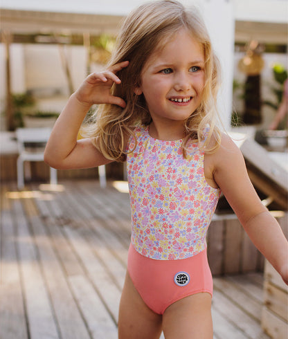 Fato de banho para menina Retro Flowers Anti-UV, de uma peça, Cool Kids Only!