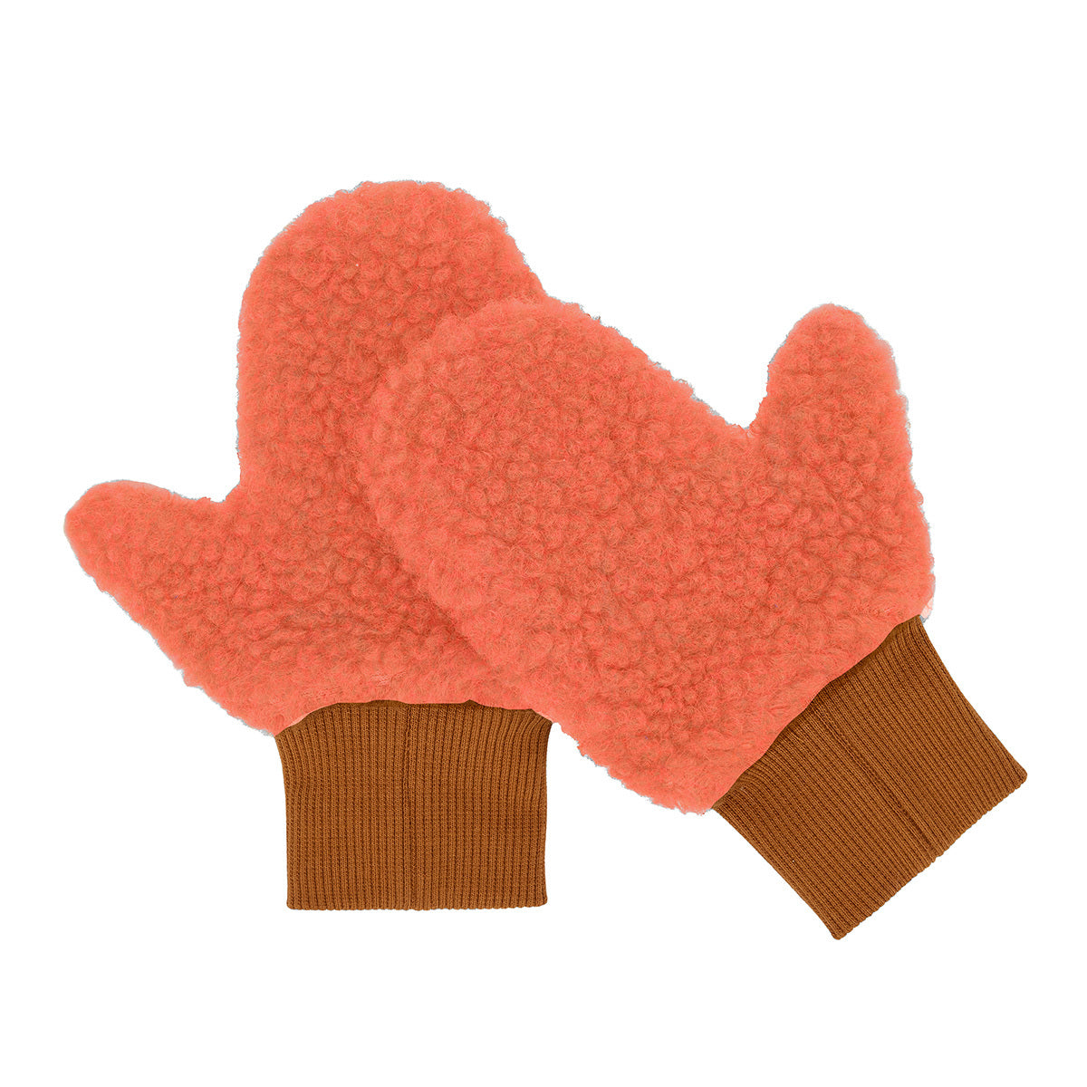 Luvas-múfla sherpa bicolor Heaty Jim para criança e bebé – vista plana - lado laranja