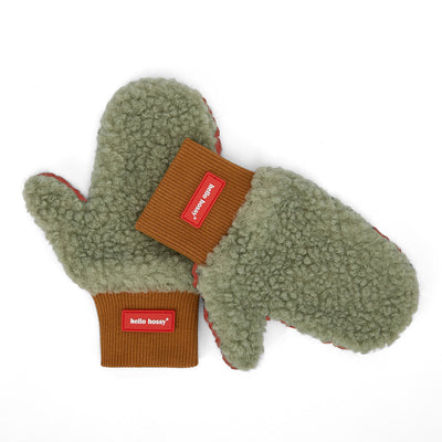 Luvas-múfla polares bicolores Heaty Jim para criança e bebé – vista plana - lado verde