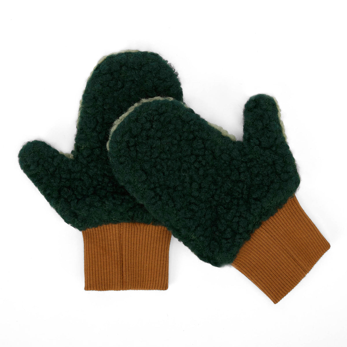Luvas-múfla polar bicolor Heaty Neo para criança e bebé – vista plana - lado verde-escuro