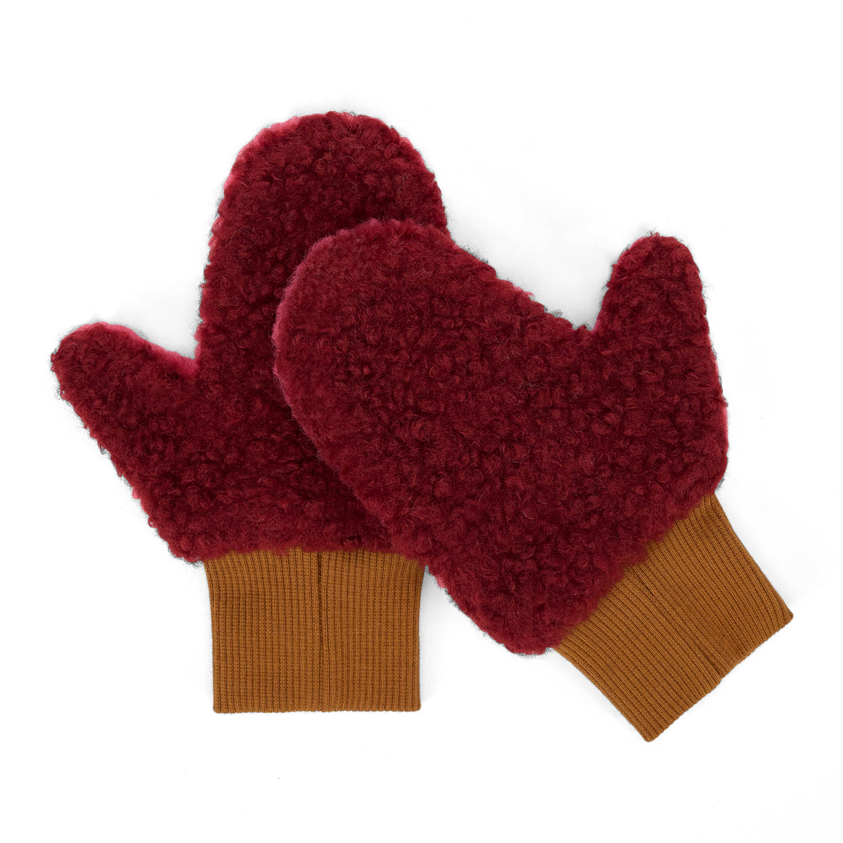 Luvas-múfla em polar bicolor Heaty Tara para criança e bebé – vista plana - lado bordô