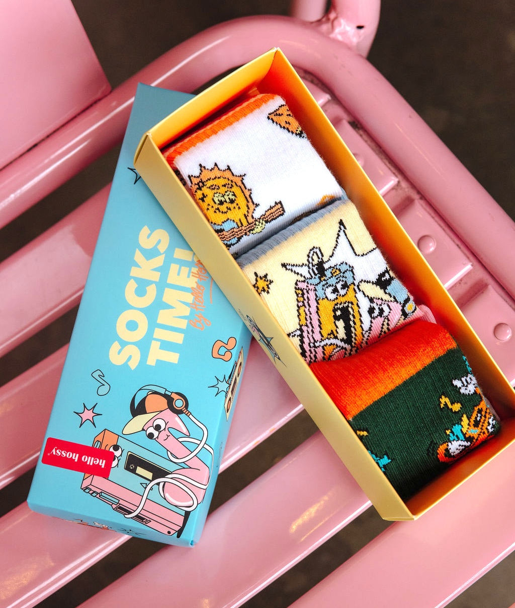 Pack de meias infantis com padrões de música coloridos em algodão orgânico Hello Hossy