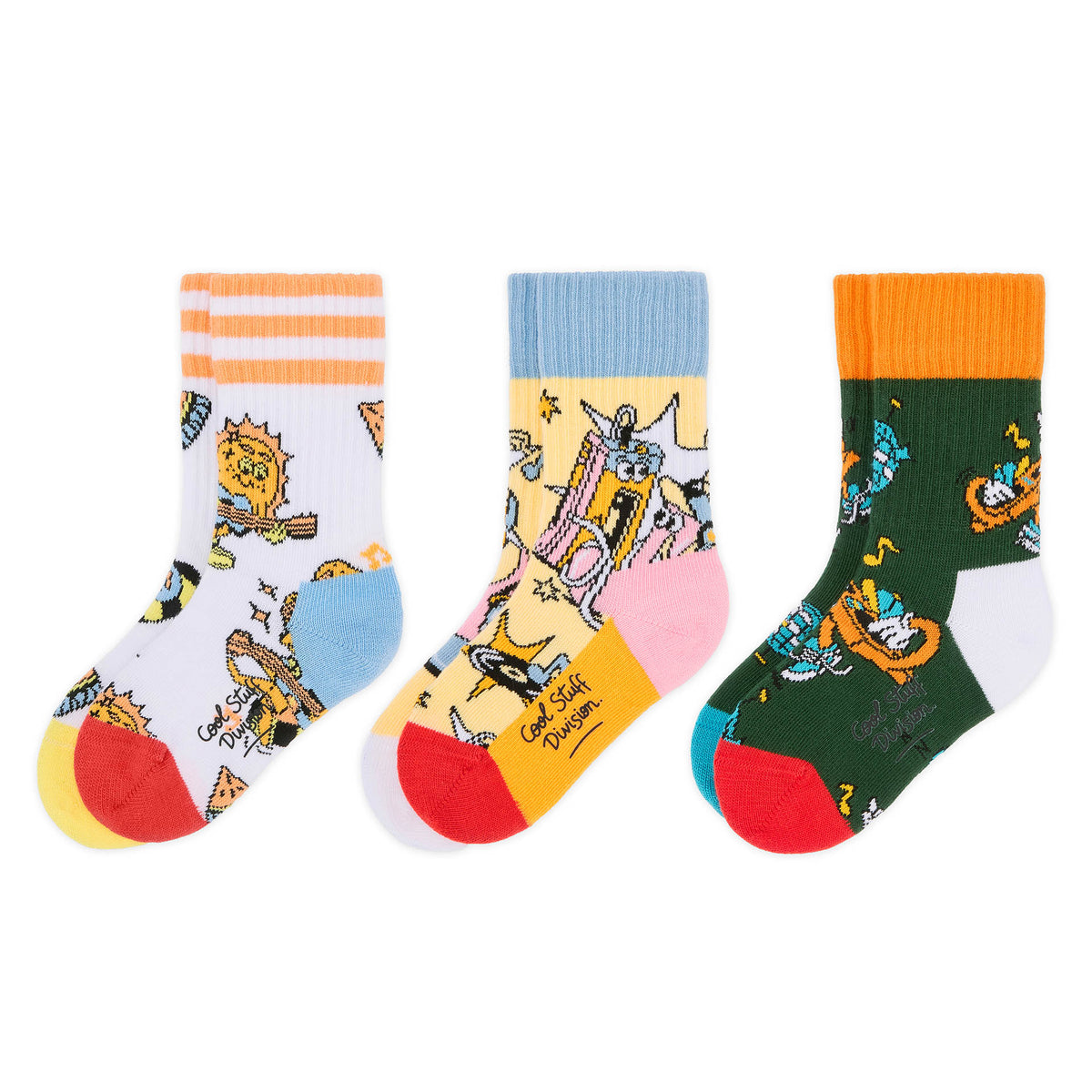 Meias infantis coloridas com padrões de música, coleção AW26 Hello Hossy