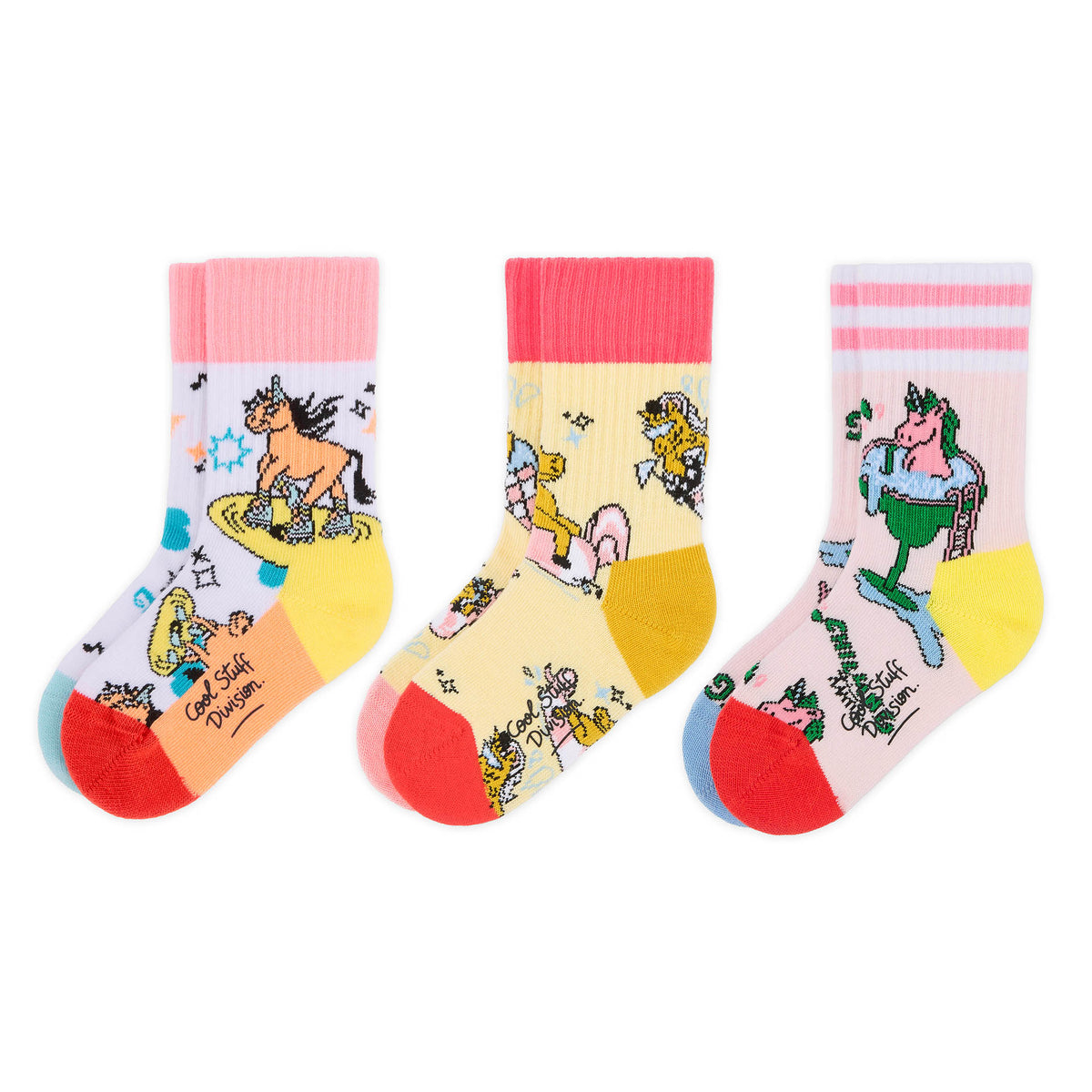 Meias infantis com estampado de unicórnio em várias cores Hello Hossy