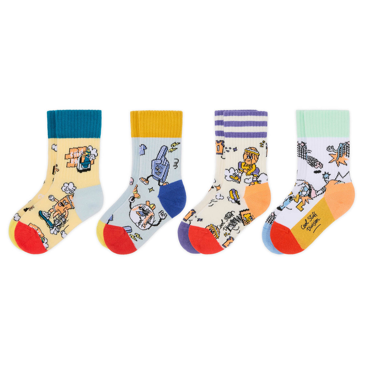 Meias infantis com padrões de desporto coloridos e multicoloridos Pack Hello Hossy