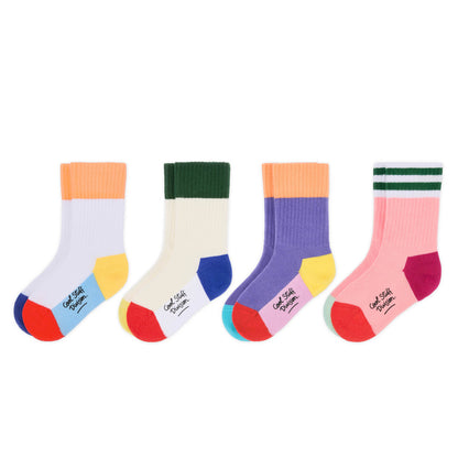 Pack de meias infantis em várias cores lisas, calcanhares contrastantes Hello Hossy