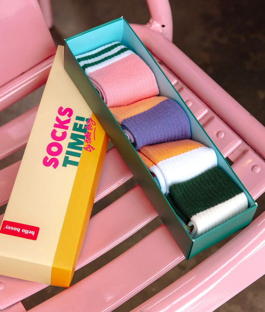 Pack de meias infantis de cores lisas, riscas verdes Hello Hossy