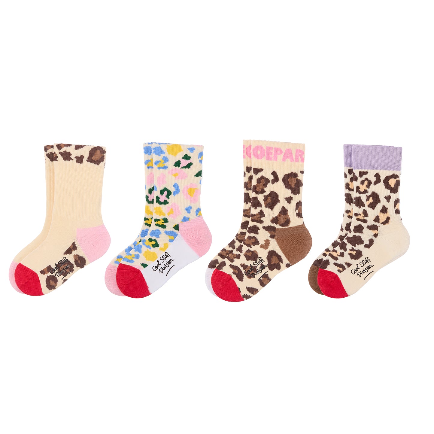Pack de 4 pares de meias infantis com estampado leopard – vista plana