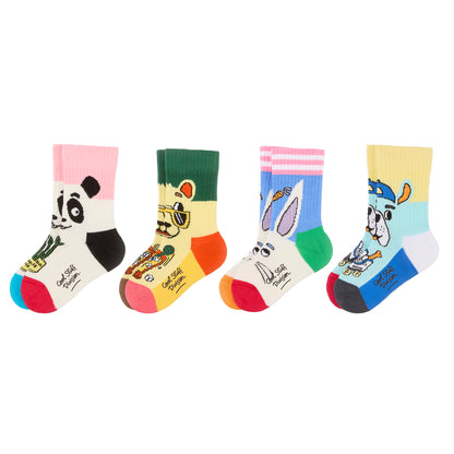 Pack de 4 pares de meias estampadas com mascotes para criança – vista plana