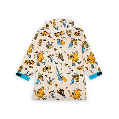 Poncho de chuva creme para criança, padrões de música laranja e verde Hello Hossy