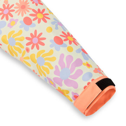 Poncho de chuva impermeável Retro Flowers para criança - detalhe do punho ajustável