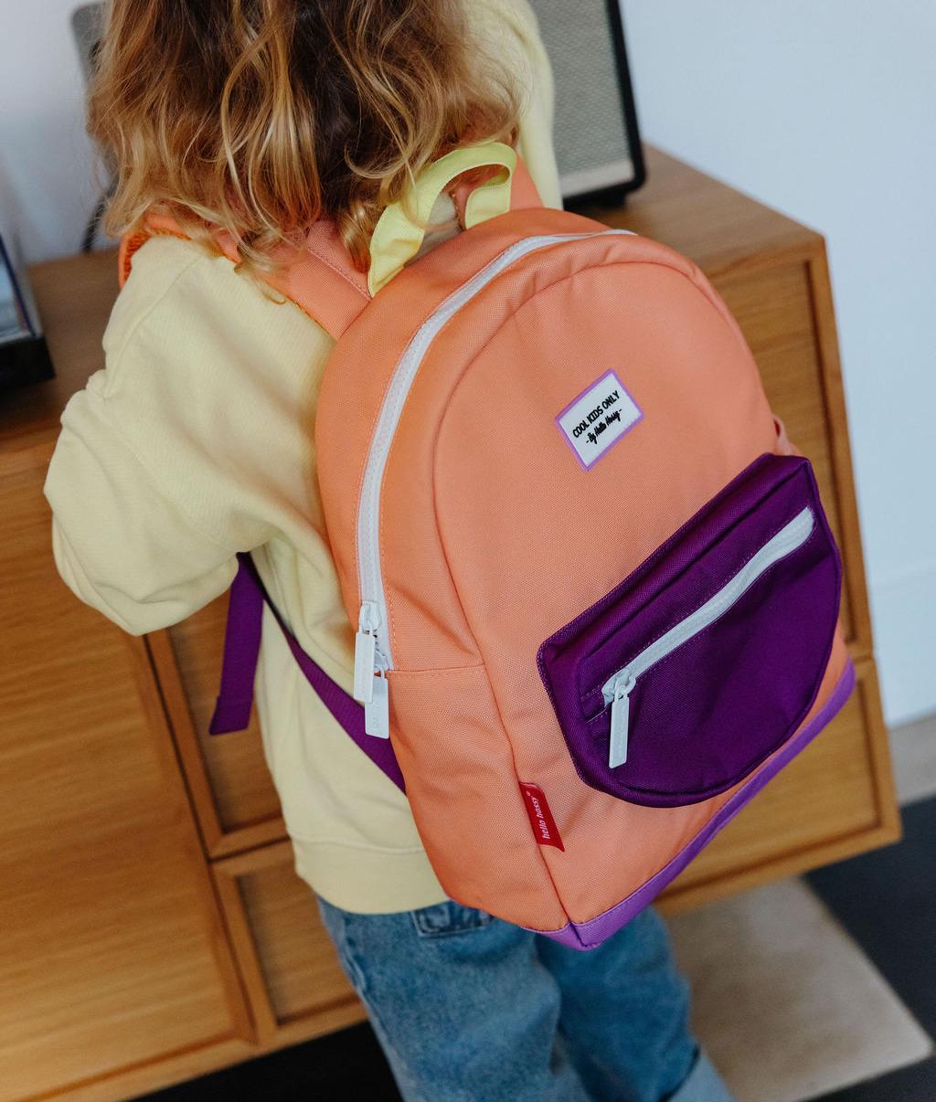 Mochila infantil laranja com bolso violette Hello Hossy