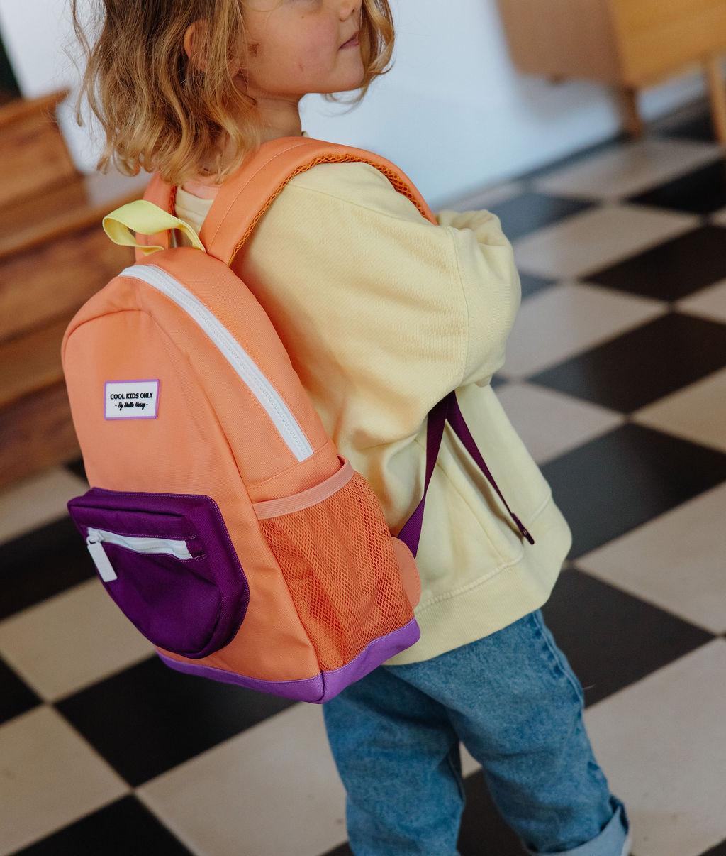 Mochila infantil laranja com bolso violette Hello Hossy