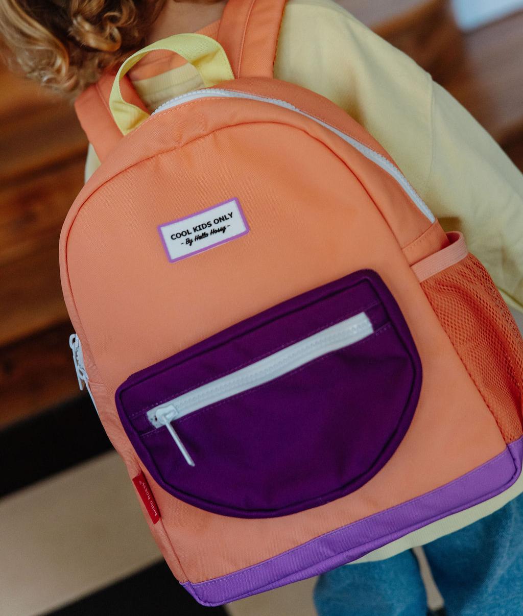 Mochila infantil laranja com bolso violette Hello Hossy