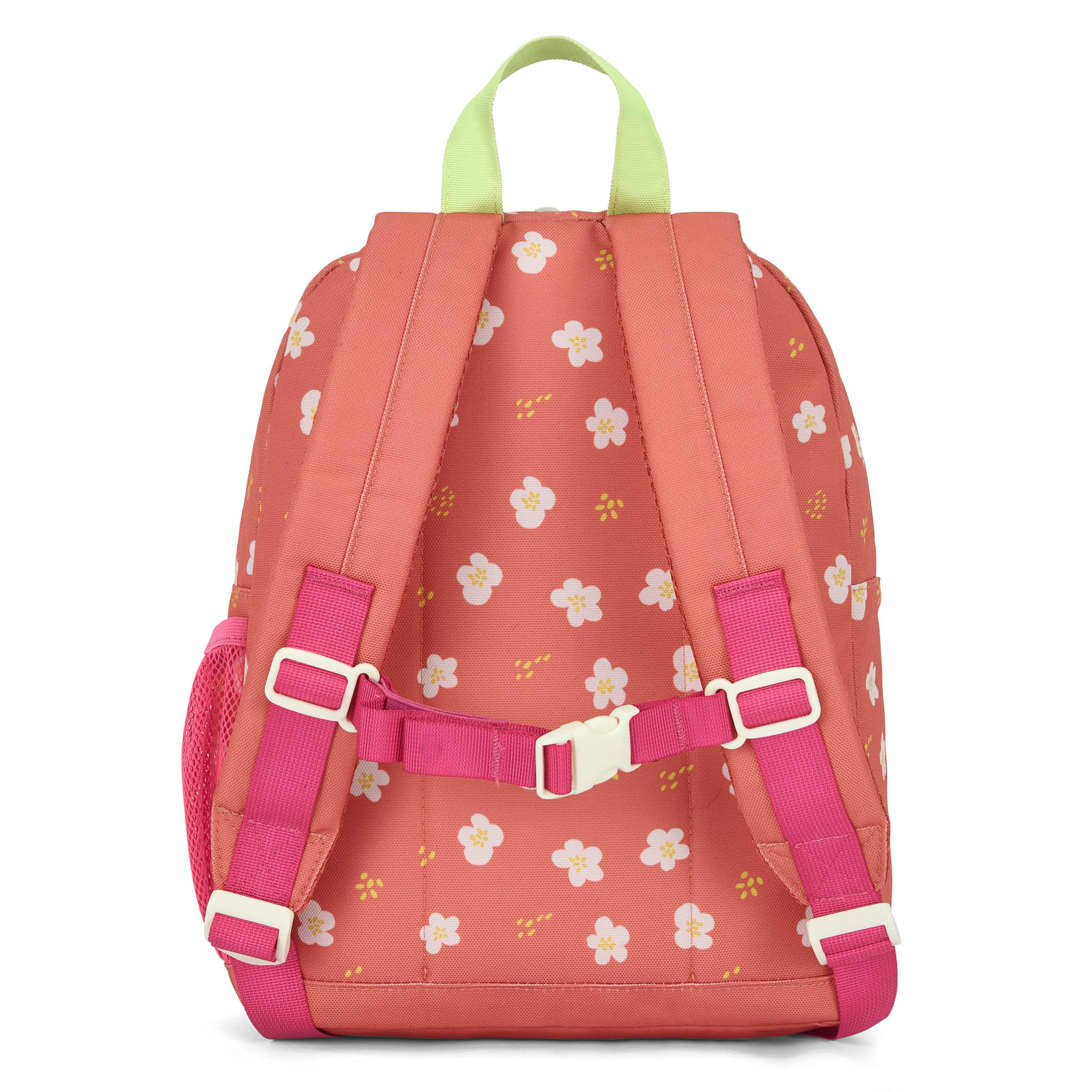 Mochila infantil coral com padrão de flores, alças acolchoadas Hello Hossy