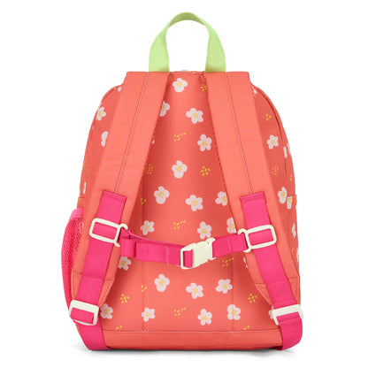 Mochila infantil coral com padrão de flores, alças acolchoadas Hello Hossy