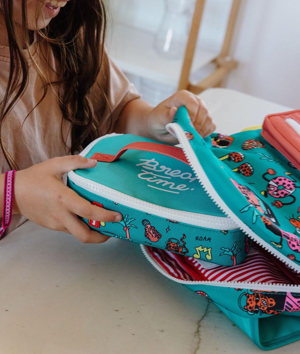 saco de lanche infantil verde com estampado de animais zebras Hello Hossy