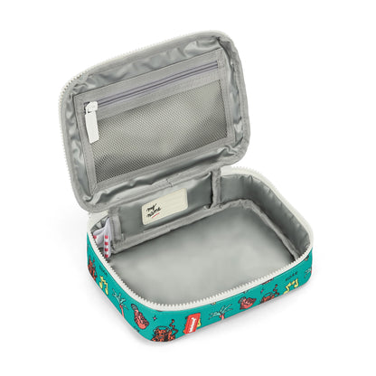 Saco de lanche infantil verde e coral com estampado de animais e compartimento isotérmico Hello Hossy