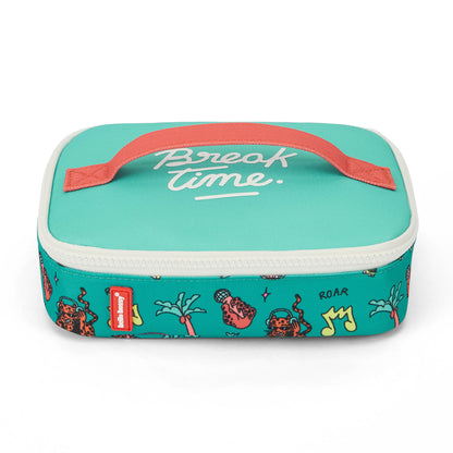 Saco de lanche infantil verde coral, padrão de animais, inscrição Hello Hossy