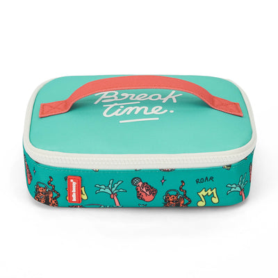 Saco de lanche infantil verde coral, padrão de animais, inscrição Hello Hossy