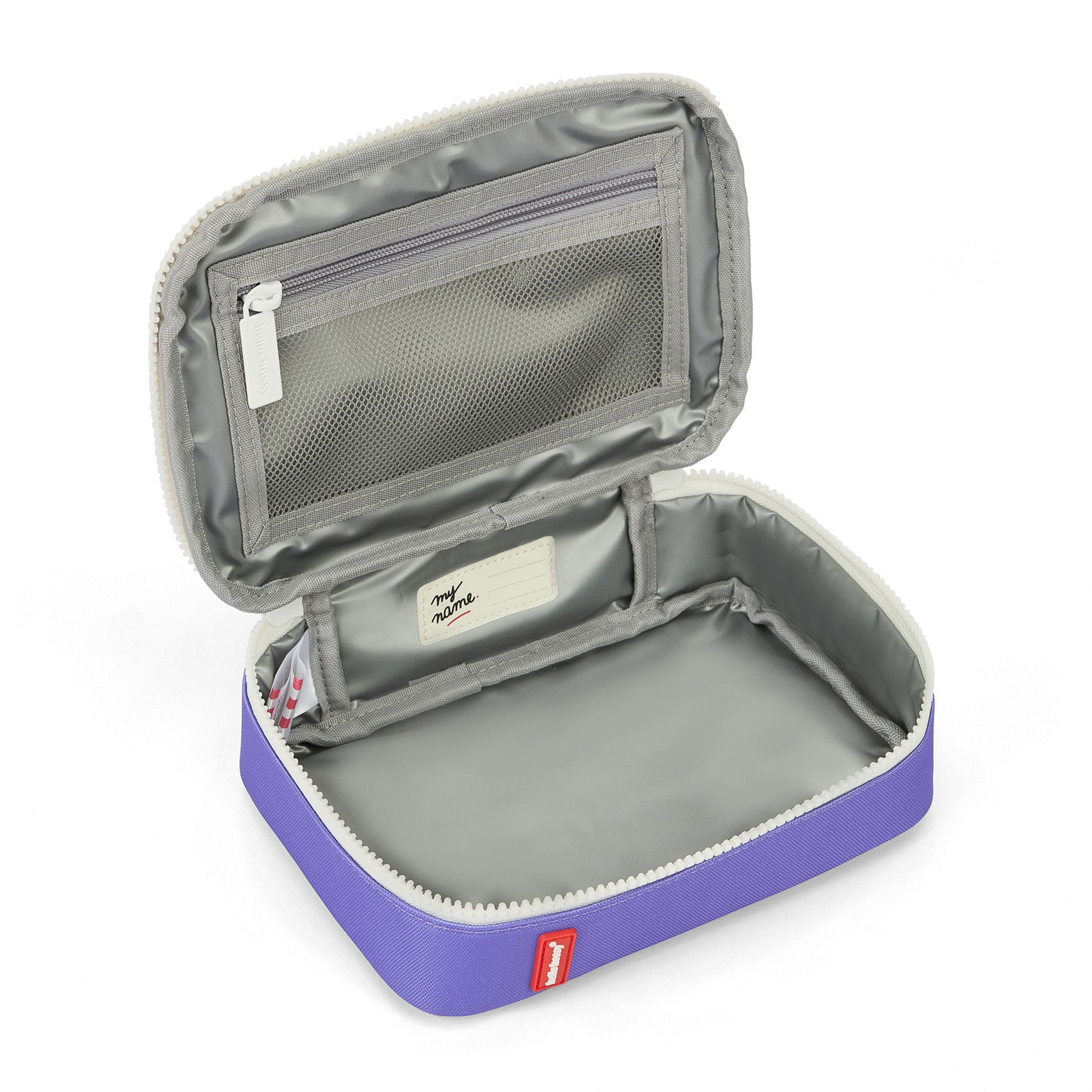 Saco de lanche infantil violeta com interior cinzento e compartimento com fecho Hello Hossy