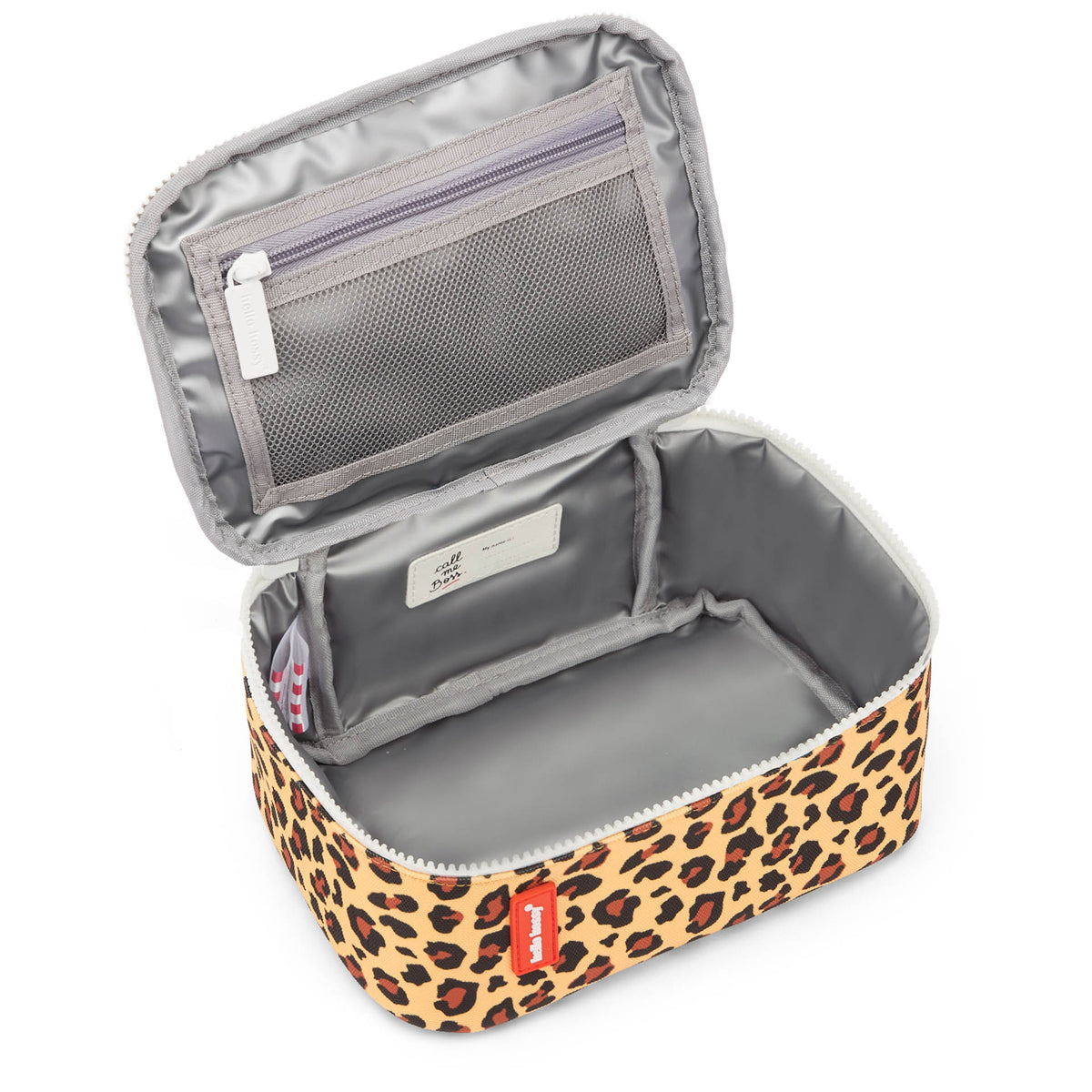 Saco de almoço infantil com estampado leopard creme e castanho, interior isotérmico Hello Hossy