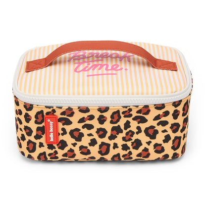 Saco de almoço para criança creme e castanho com padrão leopard Hello Hossy